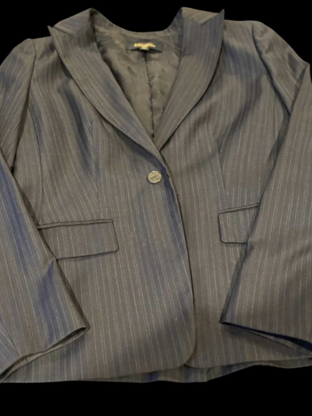 Brooks Brothers Grey Pinstripe Loro Piana Blazer Petite 8P Super 130s Wool Silk